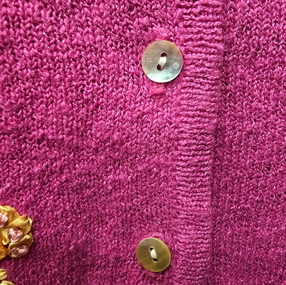 Vintage BellePointe Cardigan Sweater With Butterfly Ribbon Appliques - Small - Picture 4 of 7
